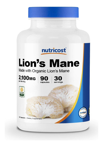 Suplemento Nutricost Lion's Mane Mushroom 1650 Mg 90 Cápsula