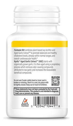 Fórmula De Extrato De Alho Envelhecido Kyolic 104 Cholestero - Imagem 2