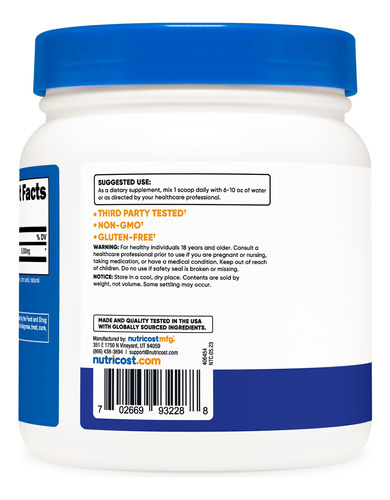 Suplemento Nutricost L-glutamina Em Pó 500g De Framboesa Azu - Imagem 5