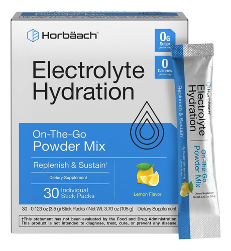 Pacotes De Eletrólito Em Pó Horbäach | 30 Varas | Sabor Limã