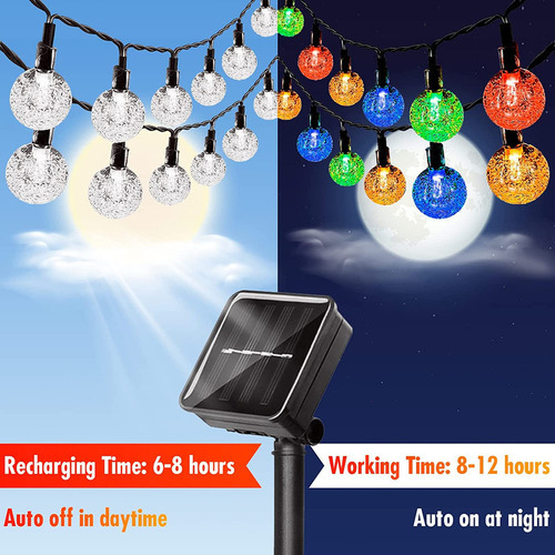 Luzes De Corda De Solar Energia Da Série De Natal 12m-100led - Imagem 7