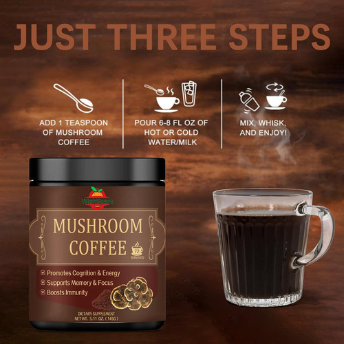 Café Com Cogumelos - Mistura Adaptogênica De 5 Cogumelos - C - Imagem 4
