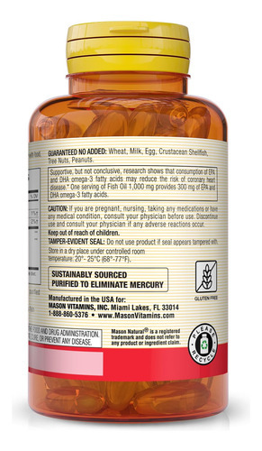 Mason Vitamins Mason Fish Oil 1000mg Omega-3 Softgels - Imagem 3