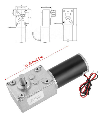 12v 200rpm 5840-31zy Ímã Permanente Dc Turbo Worm Geared - Imagem 7