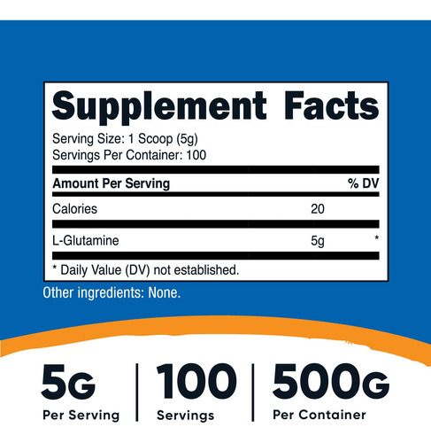 Suplemento Nutricost L-glutamina Em Pó 500g Sem Sabor - Imagem 2