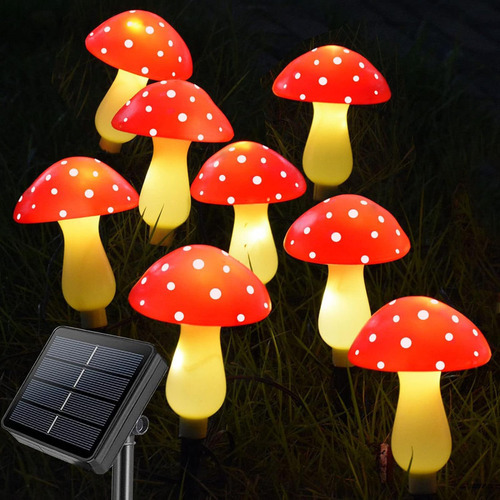 Luz Solar Jardim Cogumelo Luz Jardim À Prova D'água 8pcs