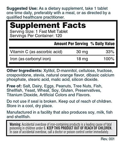 Natures Lab Iron Plus Vitamina C Fast Melt Tablets - Suave - Imagem 4