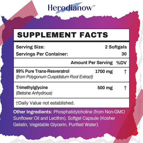 Resveratrol Lipossômico De Herodianow Com Suplemento Tmg 220 - Imagem 2