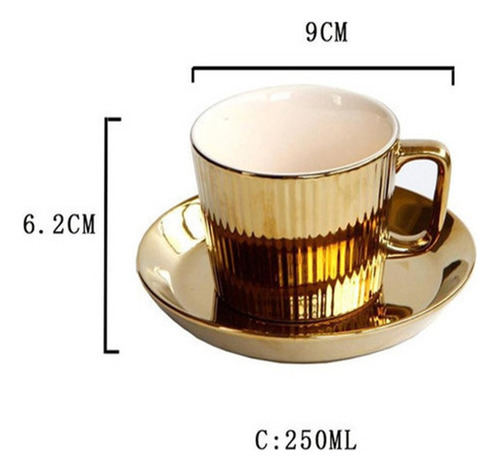Conjunto De Xícara E Pires De Chá/café De Luxo Dourado - Imagem 2