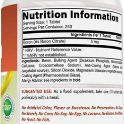 Melhores Suplementos Naturais De Boro 5 Mg 240 Comprimidos (
