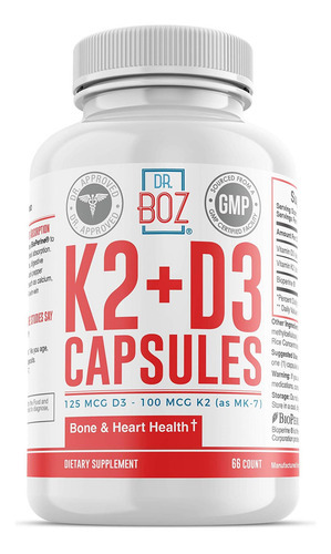 Dr. Boz Vitamina K2 (mk-7) + Cápsulas D3 Com Bioperine® Par
