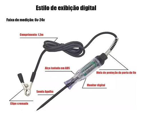 W 2 Carro Elétrico Digital Testador Caneta Portátil 6v 12v - Imagem 10