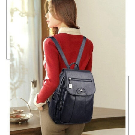 Mochila Feminina De Couro Pu Vintage - Imagem 3