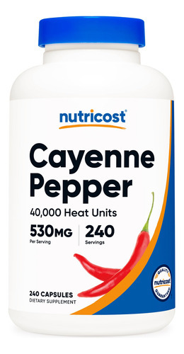 Suplemento Nutricost Pimenta Caiena 530mg 240 Cápsulas