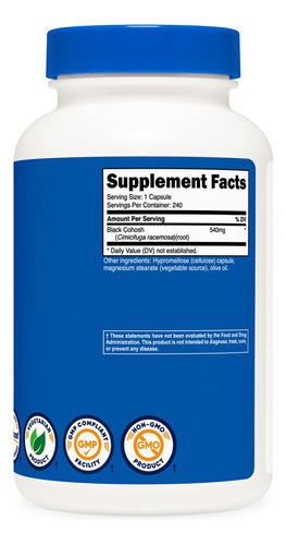 Suplemento Nutricost Black Cohosh 540mg 240 Cápsulas - Imagem 6