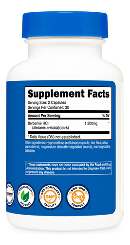 Suplemento Nutricost Berberine Hcl 600mg 60 Cápsulas - Imagem 5