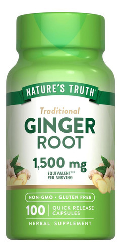 Cápsulas De Raiz De Gengibre Natures Truth | 1.500mg | 100 C