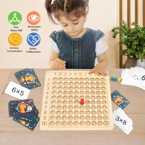 Jogo Tabuleiro De Multiplicação Montessori De Madeira Par - Imagem 7