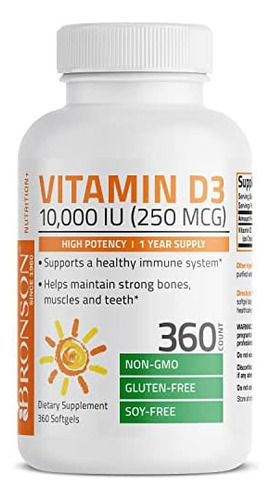 Bronson Vitamina D3 10.000 Ui (250 Mcg) Potência - Suporta S - Imagem 4