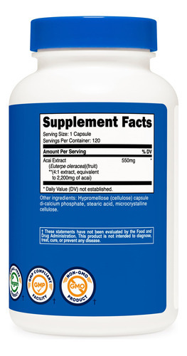 Suplemento Nutricost Extrato De Açaí 2,2 G 120 Cápsulas Vege - Imagem 6