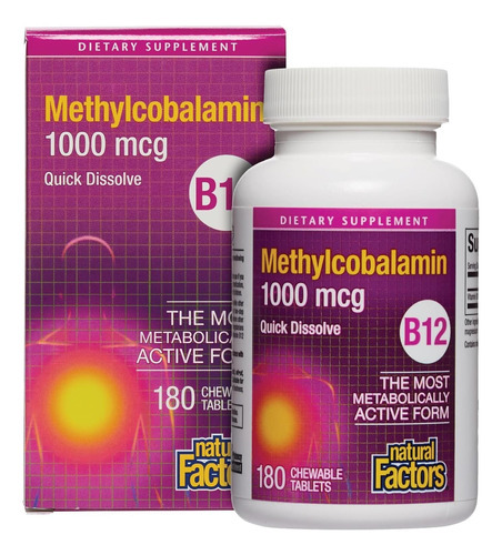 Natural Factors Vitamina B12 Metilcobalamina 1.000 Mcg, Ofer