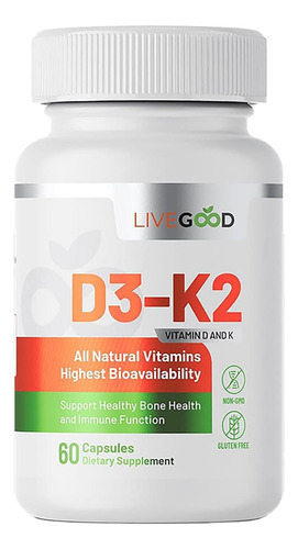 Livegood Vitamina D3 + K2 Suporte Totalmente Natural Para O
