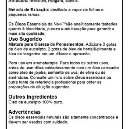 Now Foods Óleo Eucalipto 30ml Globulus + Porta Cápsulas - Imagem 4