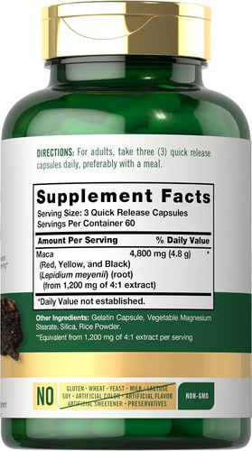 Cápsulas De Raiz De Maca Carlyle | 4800mg | Contagem 180 | E - Imagem 2
