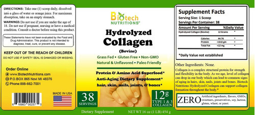 Biotech Nutrições De Nutrição Hidrolisada Colágeno Alimentad - Imagem 2
