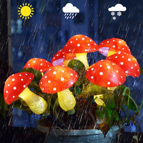 Luz Solar Jardim Cogumelo Luz Jardim À Prova D'água 8pcs - Imagem 4