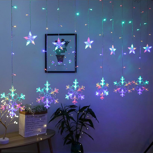Floco De Neve Natal Garland Ano Novo Luzes De Corda Casament - Imagem 6