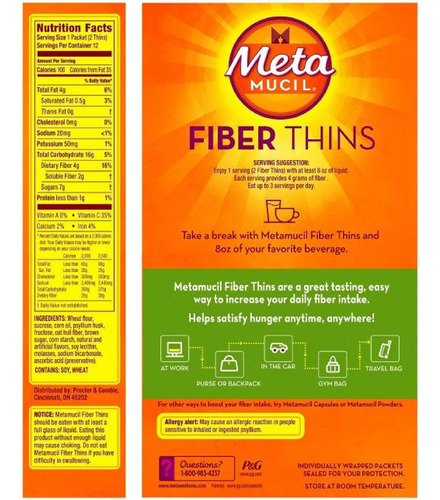 Pacotes Crocantes De Wafers De Fibra Metamucil, 2 Cada - Imagem 2
