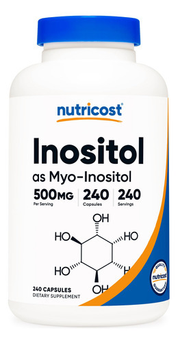 Suplemento Nutricost Inositol 500 Mg 240 Cápsulas Veggie