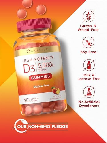 Gomas Carlyle Vitamina D3 | 5.000 Ui | 90 Contagem | Goma Co - Imagem 5