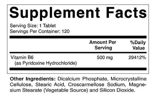 Vitamatic Vitamina B6 (piridoxina Hci), 500 Mg 120 Comprimid - Imagem 2