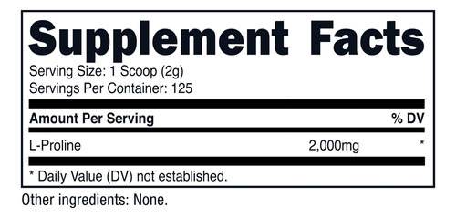 Suplemento Nutricost L-prolina Em Pó 250g - 2.000 Mg/porção - Imagem 7