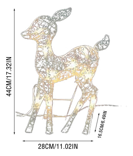 Kit 3 Enfeites De Natal De Renas Deer Glow Led Garden Kid - Imagem 3