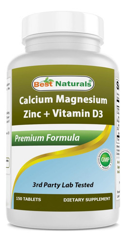 Best Naturals Cálcio Magnésio Zinco Com Vitamina D3, 150 Com