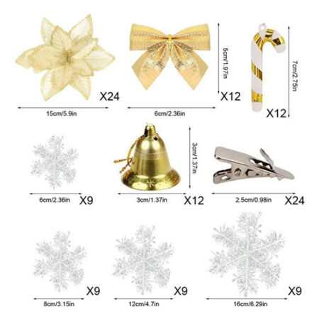 Decoração De Árvore De Natal De 120 Peças Com Flores De Nata — foto 7 Decoração De Árvore De Natal De 120 Peças Com Flores De Nata — foto 7