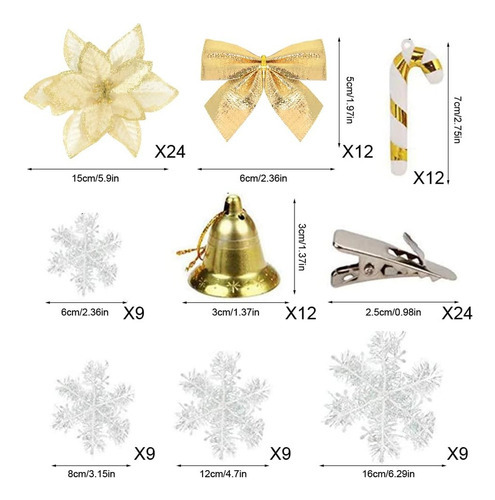 Decoração De Árvore De Natal De 120 Peças Com Flores De Nata — foto 7 Decoração De Árvore De Natal De 120 Peças Com Flores De Nata - Imagem 7