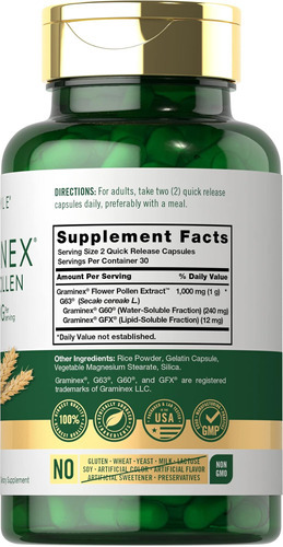 Extrato De Pólen De Flor Carlyle Graminex | 1000mg | 60 Cáps
