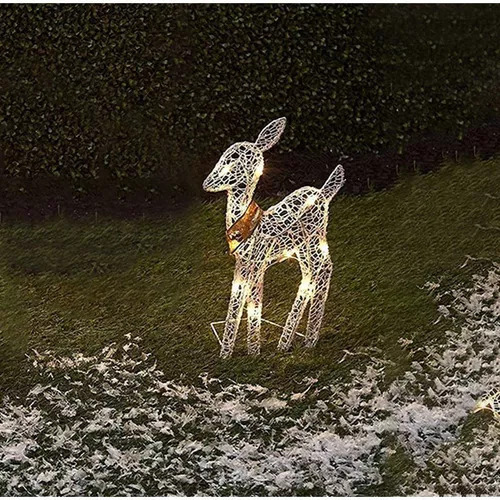 Kit 3 Renas Enfeite Natal Cervo Iluminado Led Jardim Pisca - Imagem 6