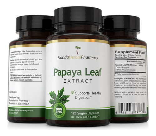 Cápsulas De Extrato De Folha De Mamão Florida Herbal Pharmac - Imagem 4