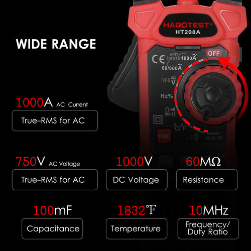 Medidor De Pinça Digital Habotest Ac True-rms Multímetro - Imagem 10