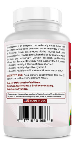 Best Naturals Serrapeptase Spus 90 Cápsulas Vegetarain - Apo - Imagem 2
