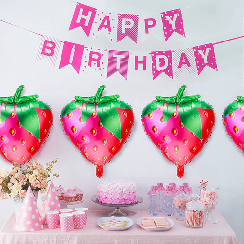 50 Unidades De Balões De Morango Sweet Strawberry Foil Mylar - Imagem 7
