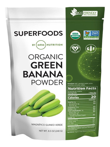 Mrm Nutrition Banana Verde Orgânica Em Pó | Superalimentos |