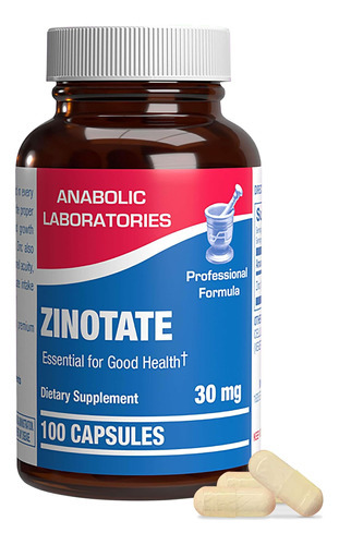 Laboratórios Anabólicos Zinotato 30 Mg 100 Cápsulas
