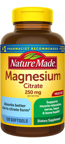 Citrato De Magnésio Nature Made 250 Mg Por Porção, Suplemen