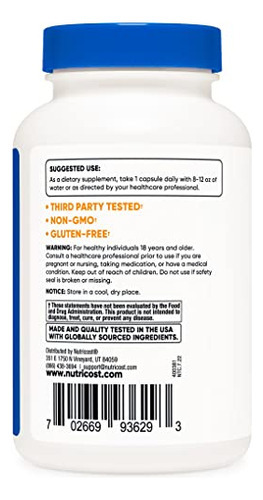 Suplemento De Ferro Nutricost Quelated Iron 36mg 240 Cápsula - Imagem 3